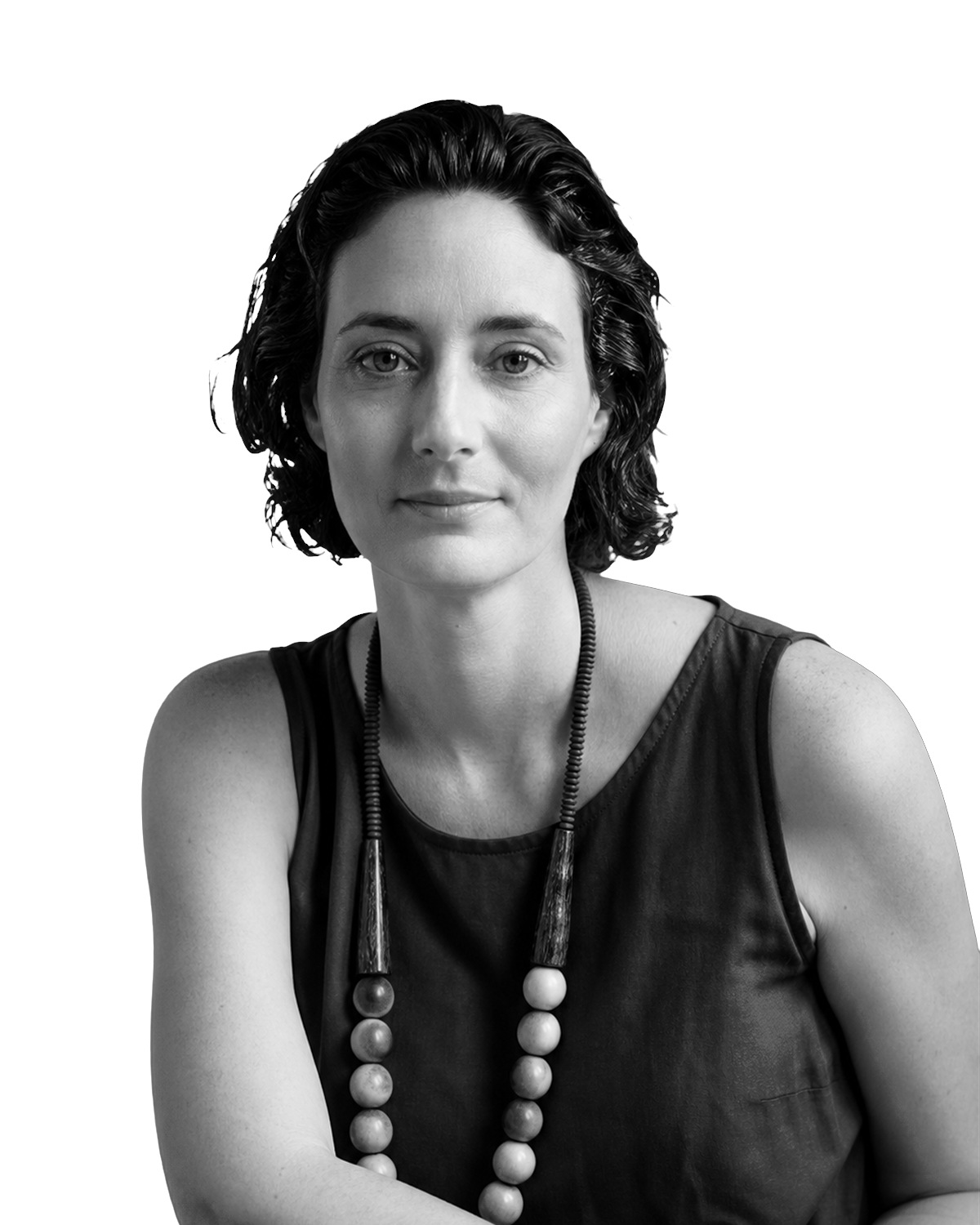 Retrato temporal en blanco y negro de Lia Vasconcelos